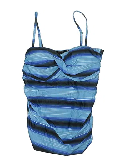 Pre-owned Assorted Brands Swimsuit Top Blue Stripes Pattern Swimwear