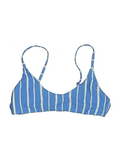 Pre-owned Assorted Brands Swimsuit Top Blue Stripes Pattern Swimwear