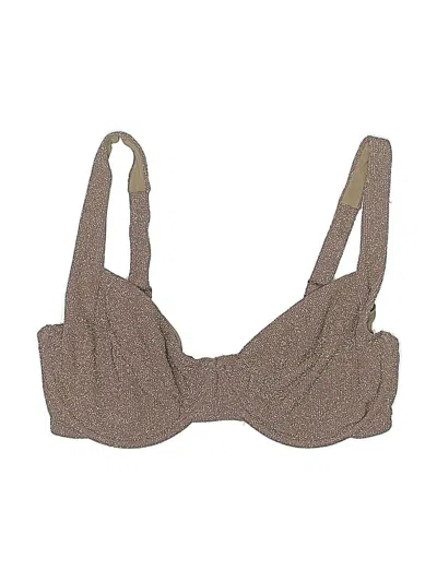 Pre-owned Assorted Brands Swimsuit Top Brown Tweed Pattern Swimwear