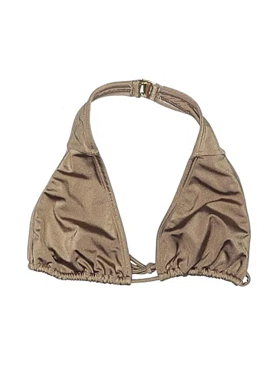 Pre-owned Assorted Brands Swimsuit Top Gold Metallic Pattern Swimwear