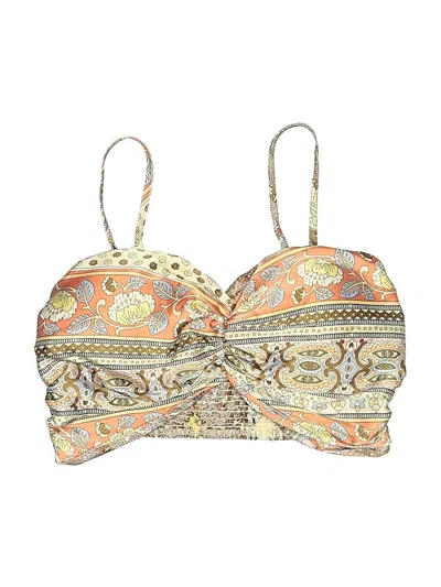Pre-owned Assorted Brands Swimsuit Top Gold Paisley Pattern Swimwear