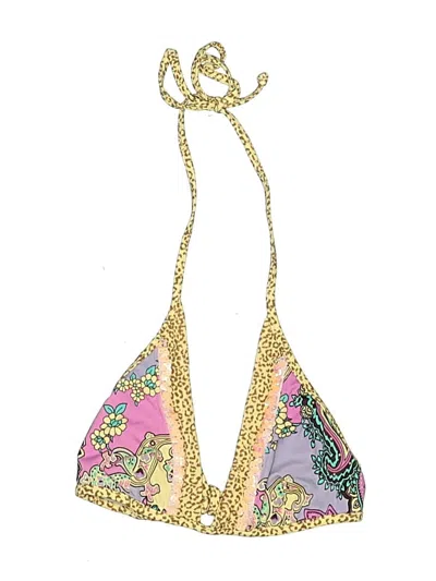 Pre-owned Assorted Brands Swimsuit Top Gold Paisley Pattern Swimwear
