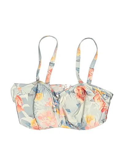 Pre-owned Assorted Brands Swimsuit Top Gray Floral Pattern Swimwear