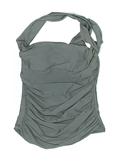 Pre-owned Assorted Brands Swimsuit Top Gray Solid Pattern Swimwear