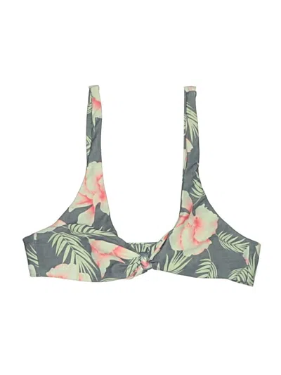 Pre-owned Assorted Brands Swimsuit Top Gray Tropical Pattern Swimwear