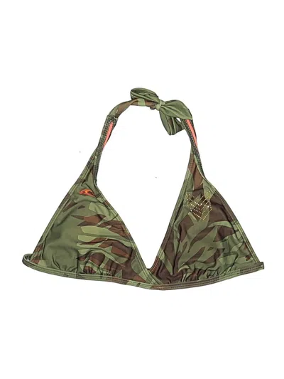 Pre-owned Assorted Brands Swimsuit Top Green Camo Pattern Swimwear