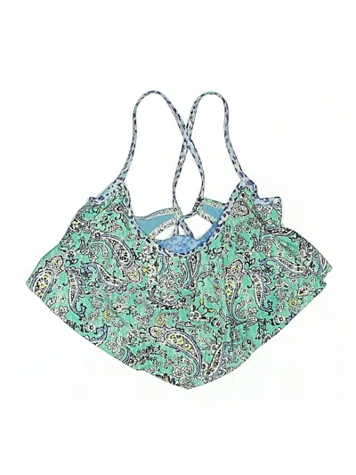 Pre-owned Assorted Brands Swimsuit Top Green Paisley Pattern Swimwear