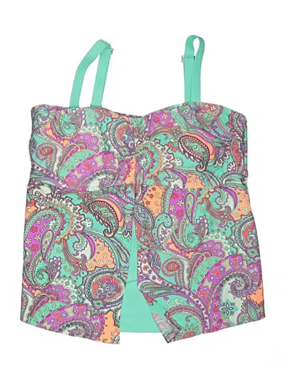 Pre-owned Assorted Brands Swimsuit Top Green Paisley Pattern Swimwear
