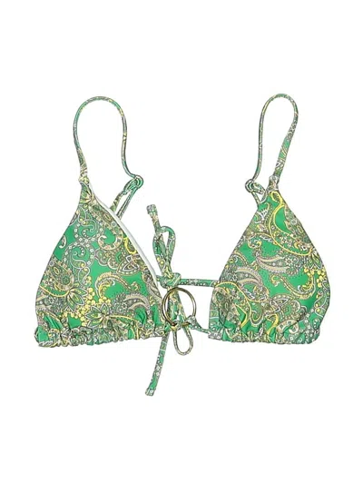 Pre-owned Assorted Brands Swimsuit Top Green Paisley Pattern Swimwear