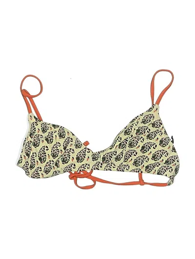 Pre-owned Assorted Brands Swimsuit Top Green Paisley Pattern Swimwear