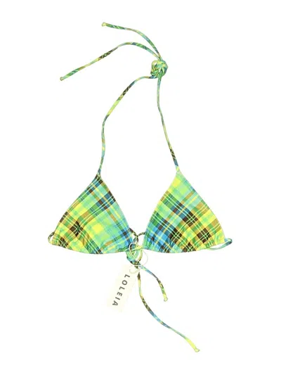 Assorted Brands Swimsuit Top Green Plaid Pattern Swimwear