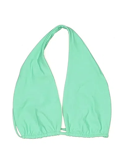 Pre-owned Assorted Brands Swimsuit Top Green Solid Pattern Swimwear