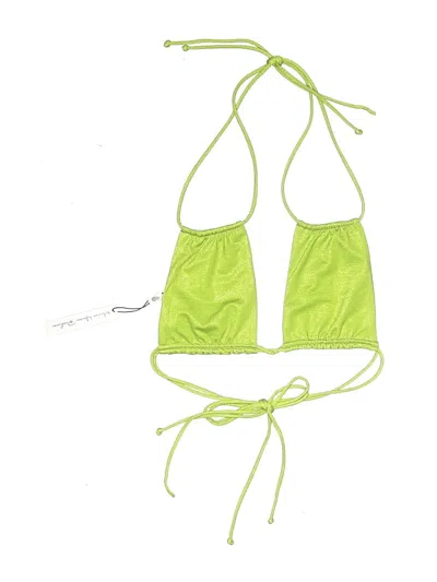 Pre-owned Assorted Brands Swimsuit Top Green Solid Pattern Swimwear