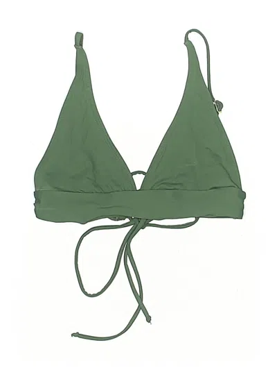 Pre-owned Assorted Brands Swimsuit Top Green Solid Pattern Swimwear
