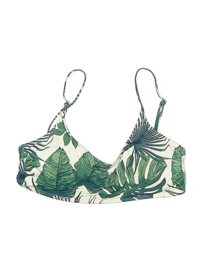 Pre-owned Assorted Brands Swimsuit Top Green Tropical Pattern Swimwear