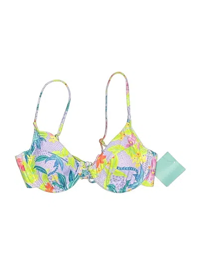 Assorted Brands Swimsuit Top Green Tropical Pattern Swimwear