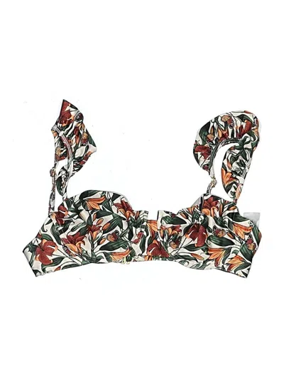 Pre-owned Assorted Brands Swimsuit Top Green Tropical Pattern Swimwear