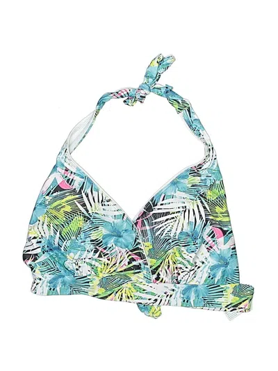 Pre-owned Assorted Brands Swimsuit Top Green Tropical Pattern Swimwear