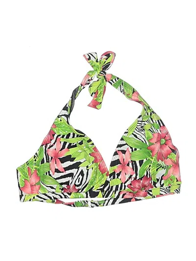Pre-owned Assorted Brands Swimsuit Top Green Tropical Pattern Swimwear