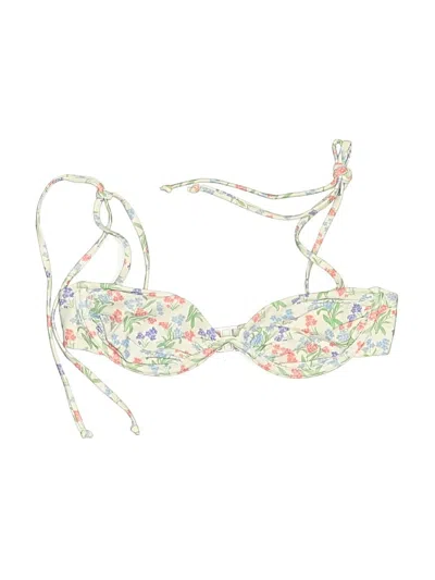 Pre-owned Assorted Brands Swimsuit Top Ivory Floral Pattern Swimwear