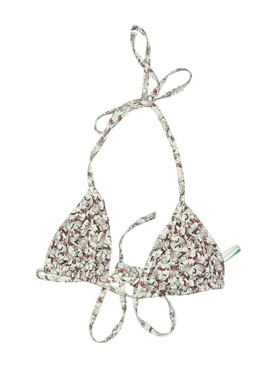 Pre-owned Assorted Brands Swimsuit Top Ivory Floral Pattern Swimwear