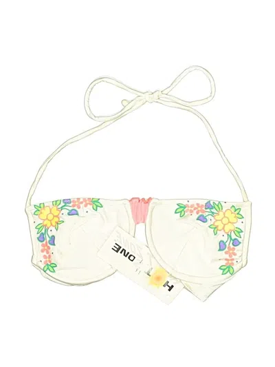 Pre-owned Assorted Brands Swimsuit Top Ivory Floral Pattern Swimwear