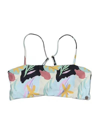 Pre-owned Assorted Brands Swimsuit Top Ivory Floral Pattern Swimwear In White