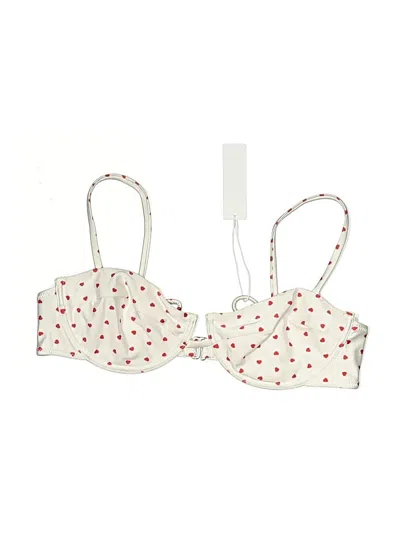 Assorted Brands Swimsuit Top Ivory Hearts Pattern Swimwear In White