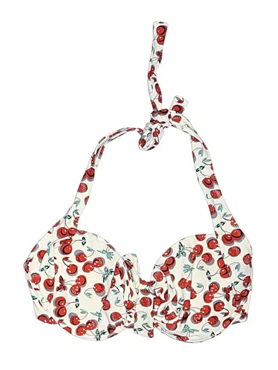 Pre-owned Assorted Brands Swimsuit Top Ivory Print Pattern Swimwear