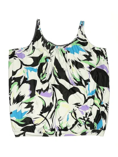 Pre-owned Assorted Brands Swimsuit Top Ivory Print Pattern Swimwear In White