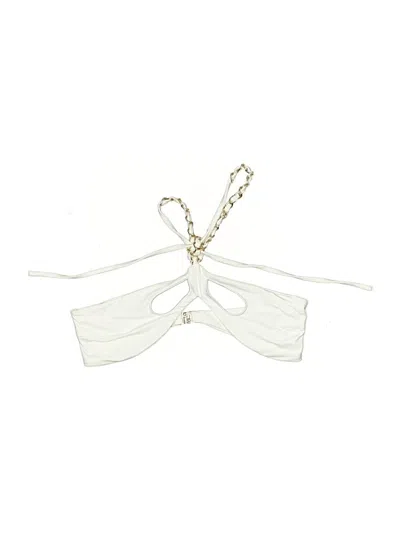 Pre-owned Assorted Brands Swimsuit Top Ivory Solid Pattern Swimwear In White