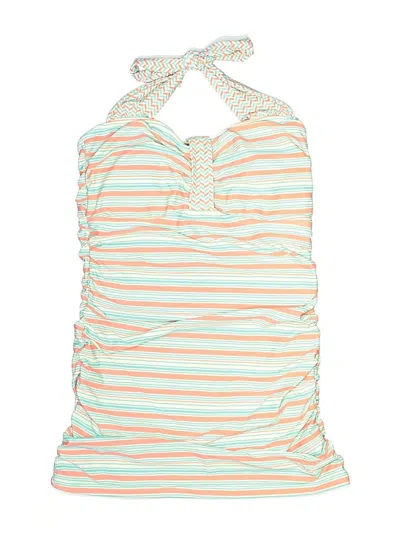 Pre-owned Assorted Brands Swimsuit Top Ivory Stripes Pattern Swimwear
