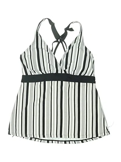 Pre-owned Assorted Brands Swimsuit Top Ivory Stripes Pattern Swimwear