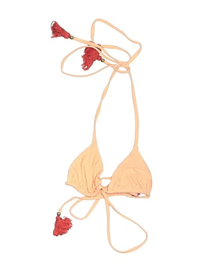 Pre-owned Assorted Brands Swimsuit Top Orange Hearts Pattern Swimwear