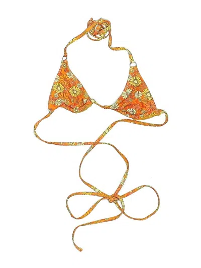 Pre-owned Assorted Brands Swimsuit Top Orange Paisley Pattern Swimwear