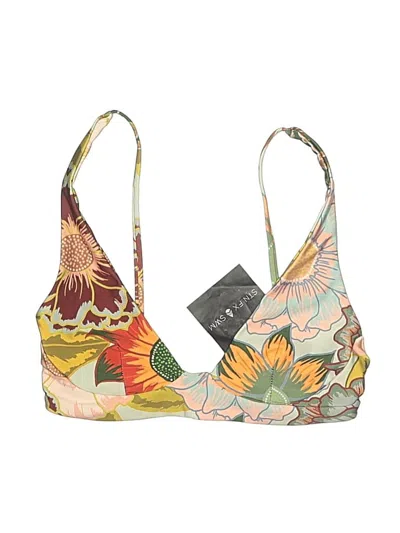 Pre-owned Assorted Brands Swimsuit Top Orange Print Pattern Swimwear
