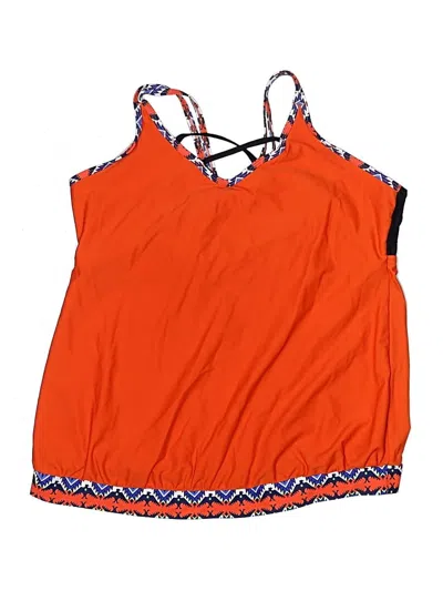 Pre-owned Assorted Brands Swimsuit Top Orange Print Pattern Swimwear