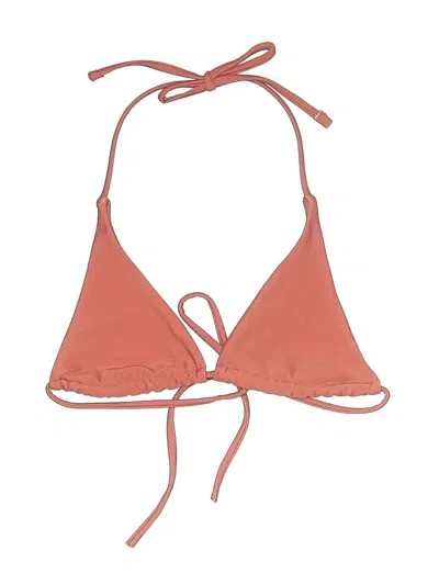 Pre-owned Assorted Brands Swimsuit Top Orange Solid Pattern Swimwear