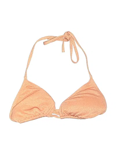 Pre-owned Assorted Brands Swimsuit Top Orange Tweed Pattern Swimwear