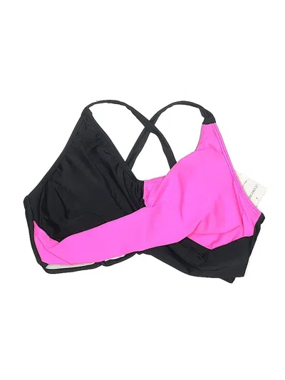 Pre-owned Assorted Brands Swimsuit Top Pink Color Block Pattern Swimwear