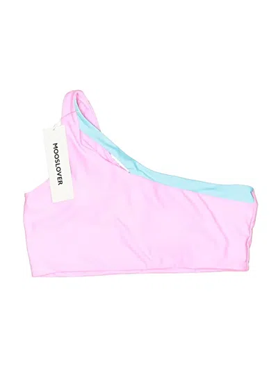 Pre-owned Assorted Brands Swimsuit Top Pink Color Block Pattern Swimwear