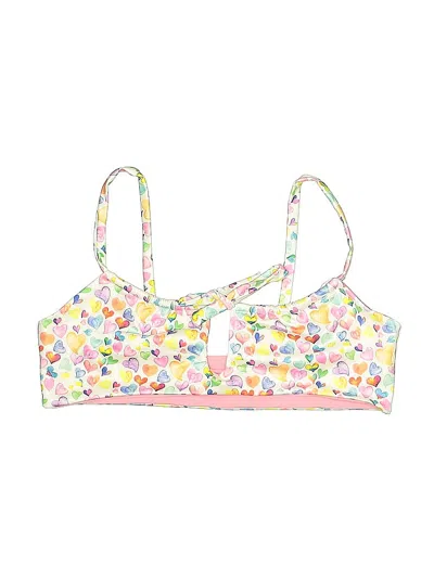 Pre-owned Assorted Brands Swimsuit Top Pink Floral Pattern Swimwear