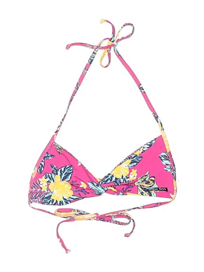 Pre-owned Assorted Brands Swimsuit Top Pink Floral Pattern Swimwear