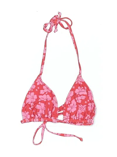 Pre-owned Assorted Brands Swimsuit Top Pink Floral Pattern Swimwear