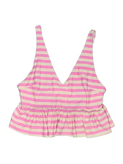 Pre-owned Assorted Brands Swimsuit Top Pink Stripes Pattern Swimwear