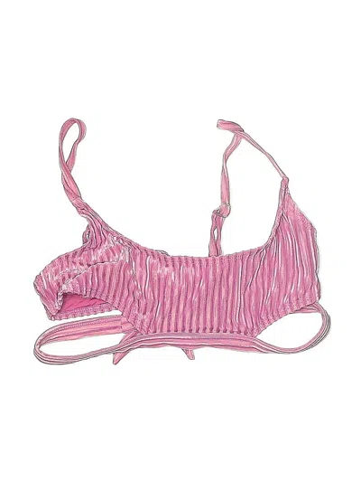 Pre-owned Assorted Brands Swimsuit Top Pink Stripes Pattern Swimwear