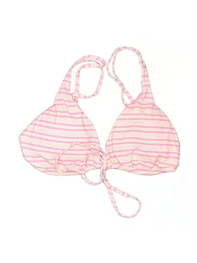 Pre-owned Assorted Brands Swimsuit Top Pink Stripes Pattern Swimwear