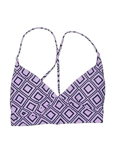 Pre-owned Assorted Brands Swimsuit Top Purple Argyle Pattern Swimwear