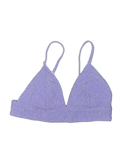 Pre-owned Assorted Brands Swimsuit Top Purple Chevron/herringbone Pattern Swimwear
