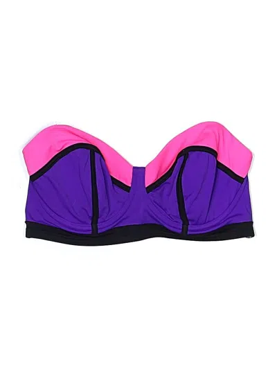 Pre-owned Assorted Brands Swimsuit Top Purple Color Block Pattern Swimwear